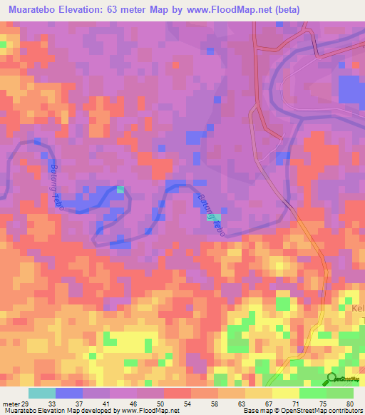 Muaratebo,Indonesia Elevation Map