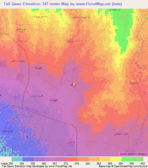 Tall Qawz,Syria Elevation Map