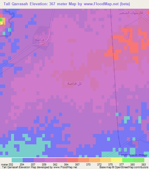 Tall Qarrasah,Syria Elevation Map