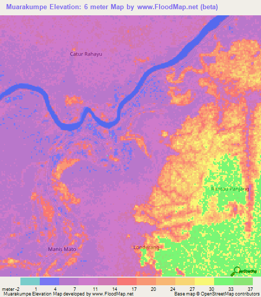 Muarakumpe,Indonesia Elevation Map