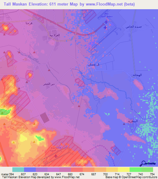 Tall Maskan,Syria Elevation Map