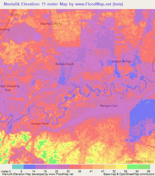 Mentulik,Indonesia Elevation Map