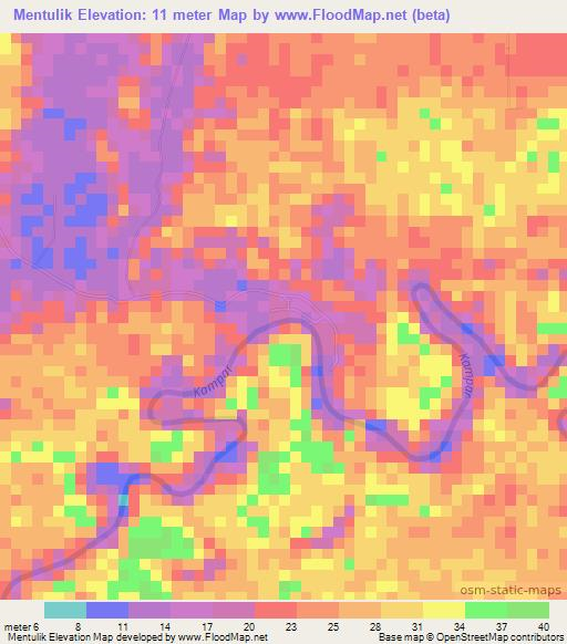 Mentulik,Indonesia Elevation Map