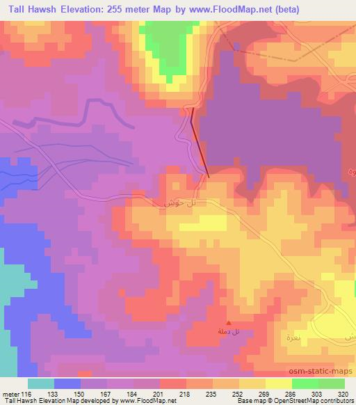 Tall Hawsh,Syria Elevation Map