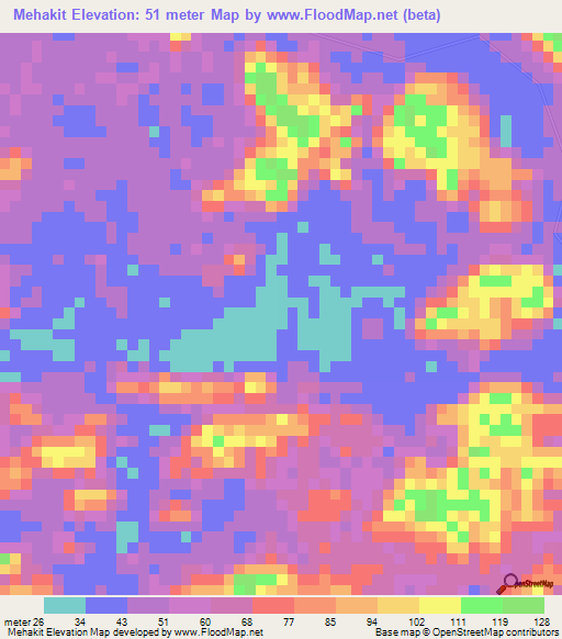 Mehakit,Indonesia Elevation Map