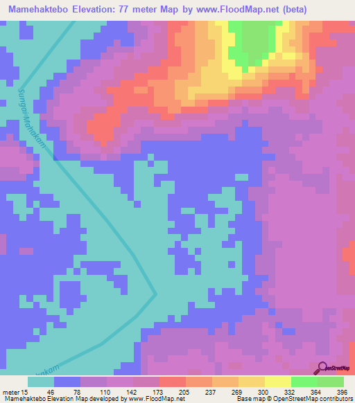Mamehaktebo,Indonesia Elevation Map