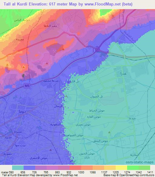 Tall al Kurdi,Syria Elevation Map