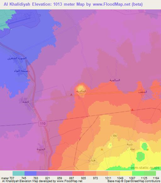 Al Khalidiyah,Syria Elevation Map