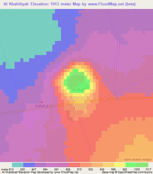 Al Khalidiyah,Syria Elevation Map