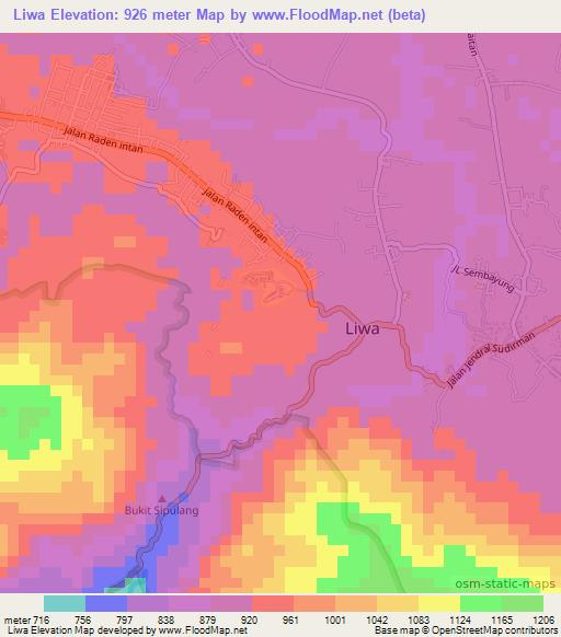 Liwa,Indonesia Elevation Map