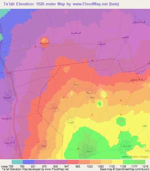 Ta`lah,Syria Elevation Map