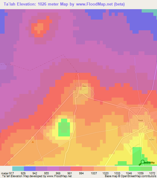 Ta`lah,Syria Elevation Map