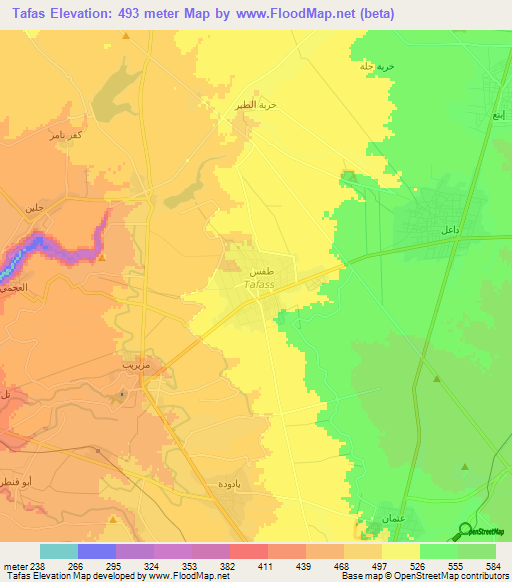 Tafas,Syria Elevation Map
