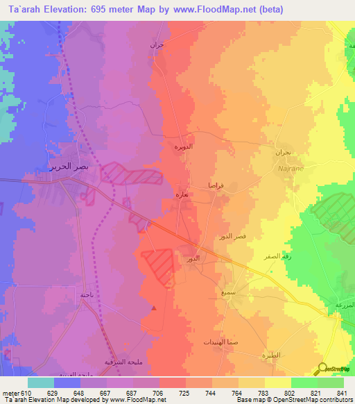Ta`arah,Syria Elevation Map