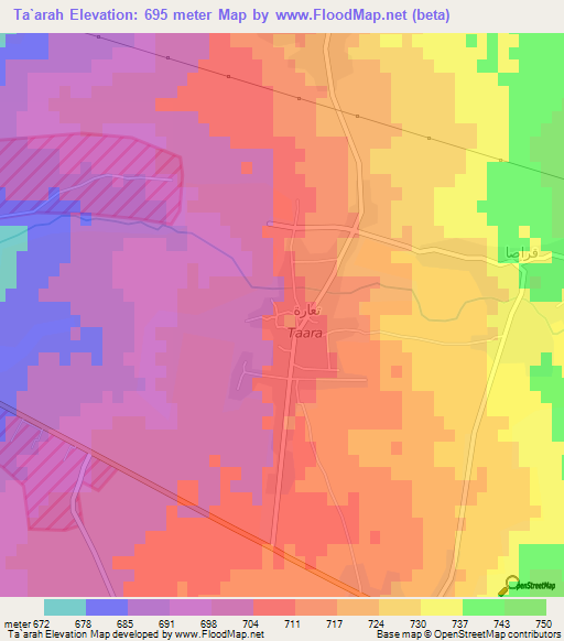 Ta`arah,Syria Elevation Map