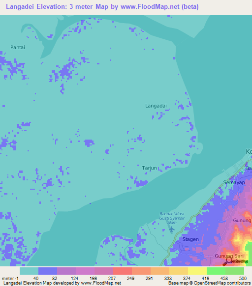 Langadei,Indonesia Elevation Map