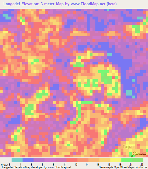 Langadei,Indonesia Elevation Map