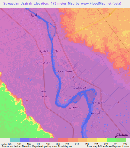 Suwaydan Jazirah,Syria Elevation Map