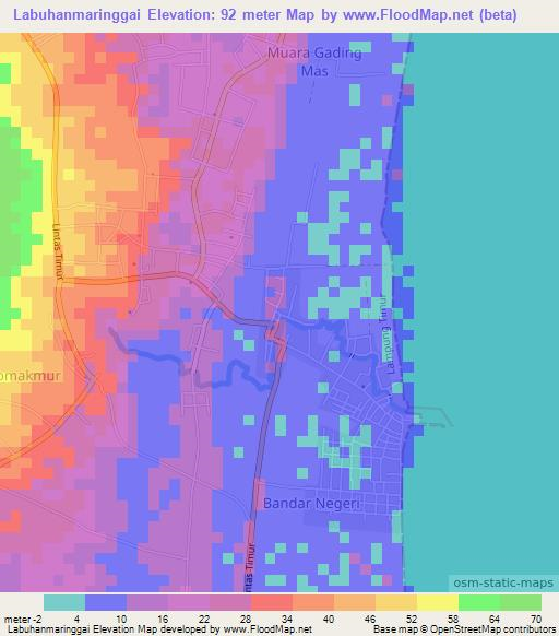 Labuhanmaringgai,Indonesia Elevation Map