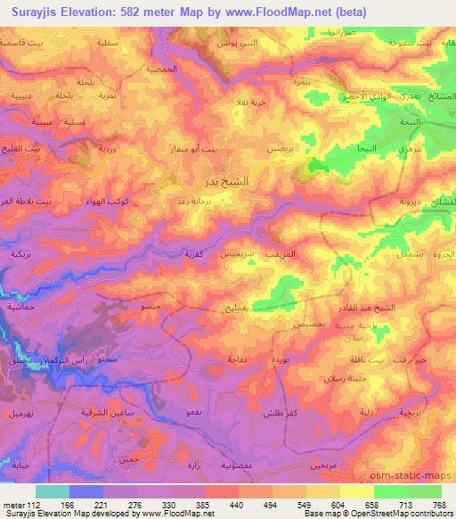 Surayjis,Syria Elevation Map