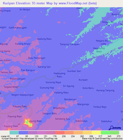 Kuripan,Indonesia Elevation Map