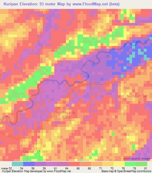 Kuripan,Indonesia Elevation Map