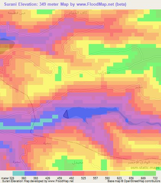 Surani,Syria Elevation Map