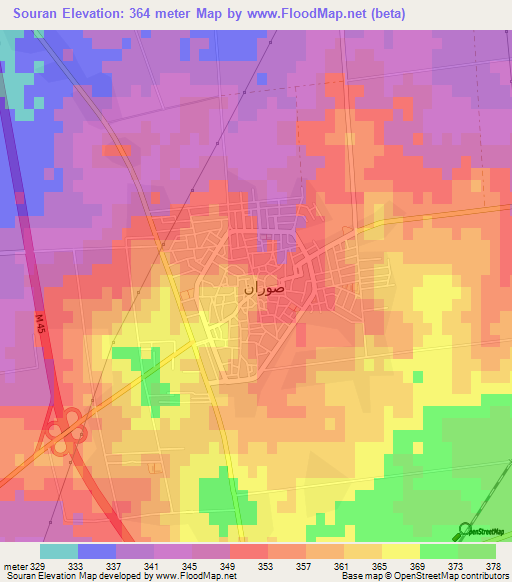 Souran,Syria Elevation Map