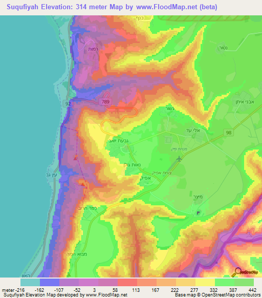 Suqufiyah,Syria Elevation Map
