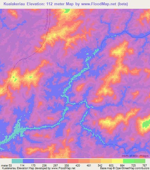 Kualakeriau,Indonesia Elevation Map