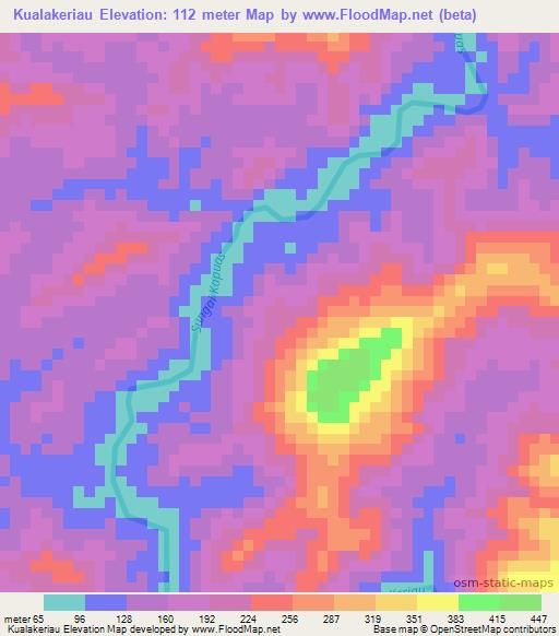 Kualakeriau,Indonesia Elevation Map