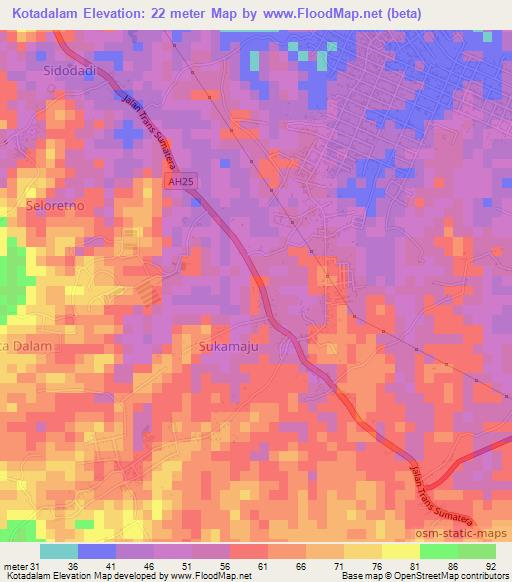 Kotadalam,Indonesia Elevation Map