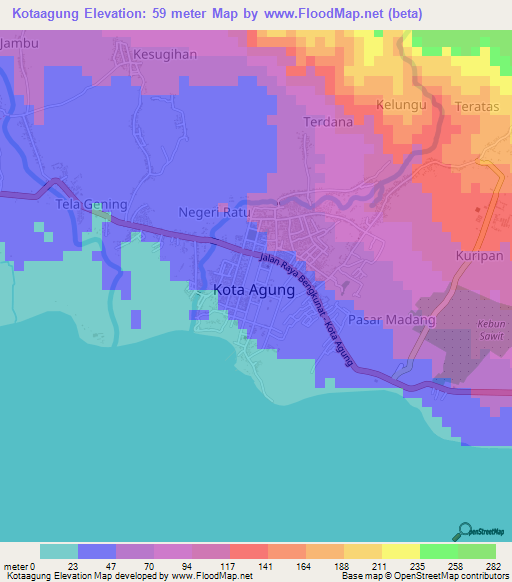 Kotaagung,Indonesia Elevation Map