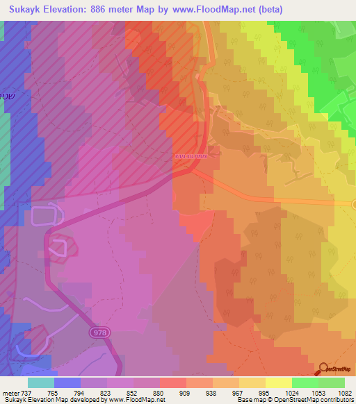Sukayk,Syria Elevation Map