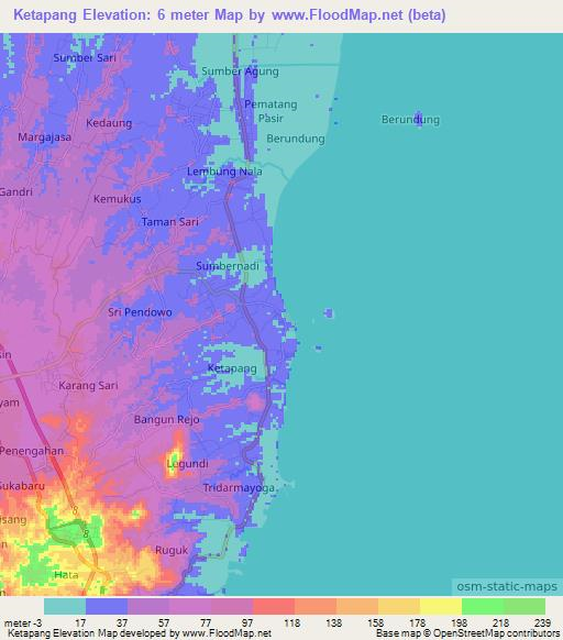 Ketapang,Indonesia Elevation Map
