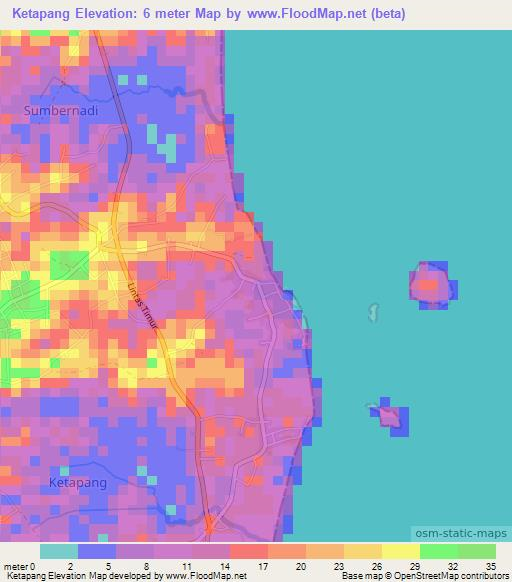 Ketapang,Indonesia Elevation Map