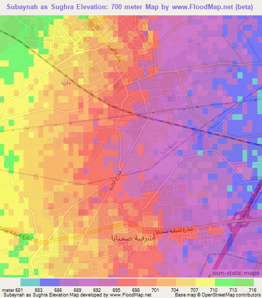 Subaynah as Sughra,Syria Elevation Map