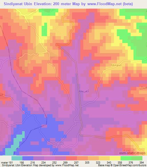 Sindiyanat Ubin,Syria Elevation Map