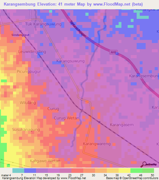 Karangsembung,Indonesia Elevation Map