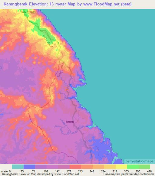 Karangberak,Indonesia Elevation Map