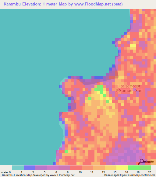 Karambu,Indonesia Elevation Map