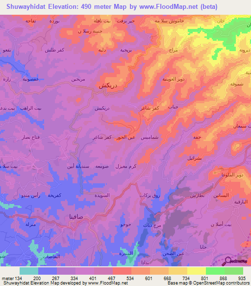 Shuwayhidat,Syria Elevation Map