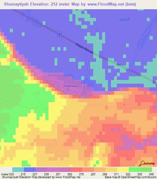 Shumaytiyah,Syria Elevation Map