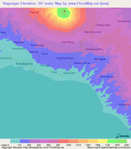Kagungan,Indonesia Elevation Map