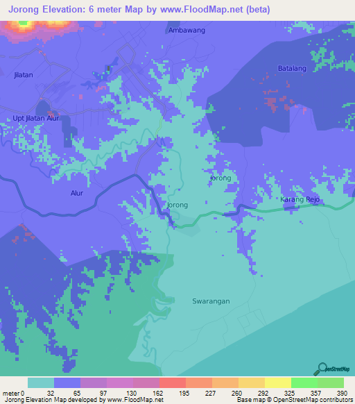 Jorong,Indonesia Elevation Map