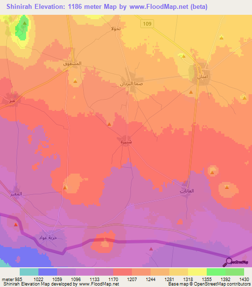 Shinirah,Syria Elevation Map