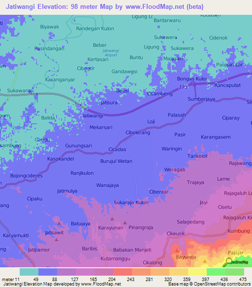 Jatiwangi,Indonesia Elevation Map