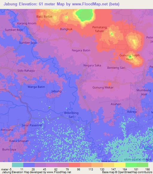 Jabung,Indonesia Elevation Map