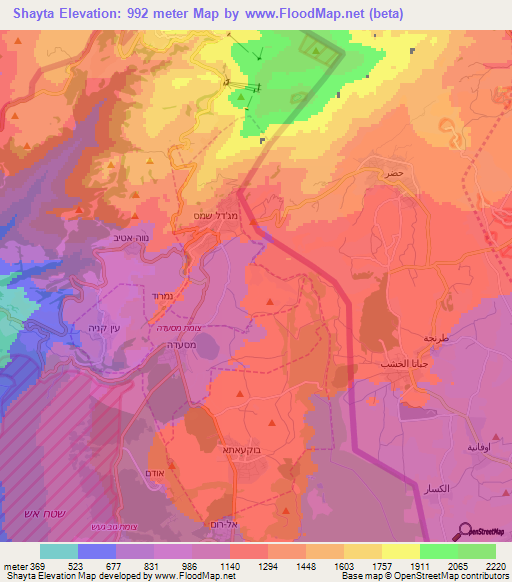 Shayta,Syria Elevation Map