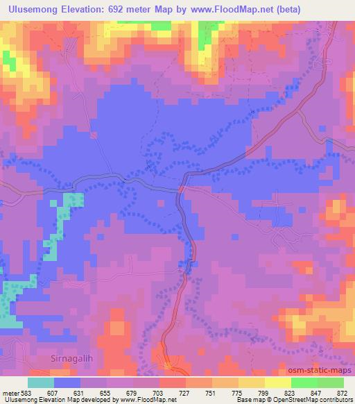 Ulusemong,Indonesia Elevation Map